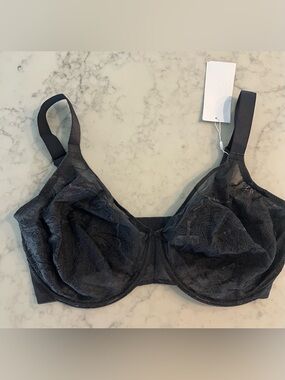 HSAI Bra New Lace Mesh Unlined Underwire Black Size 36I NWT